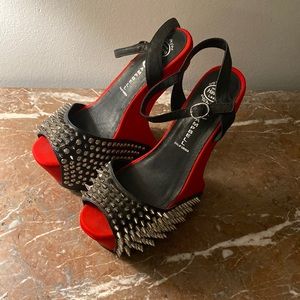Jeffrey Campbell Havana Last Vicious Studded Heels Red and Black